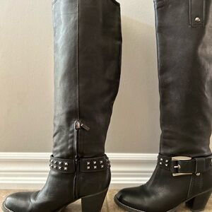 Geox Black Studded Knee-High Boots Size 7